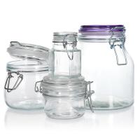 China 100ml 200ml Sealed Freezer Safe Glass Containers Jars Jam With Clip Lids factory