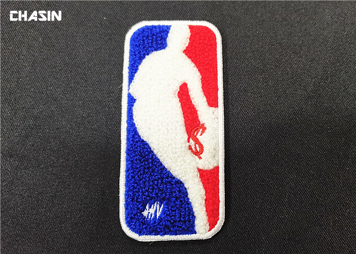 China Basketball Team Chenille Letterman Patches For Varsity Jackets Die Cut Edge factory