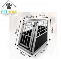 China Aluminum Lockable Pets Dog Cat Travel Carrier Cage 55x77x69.5cm factory