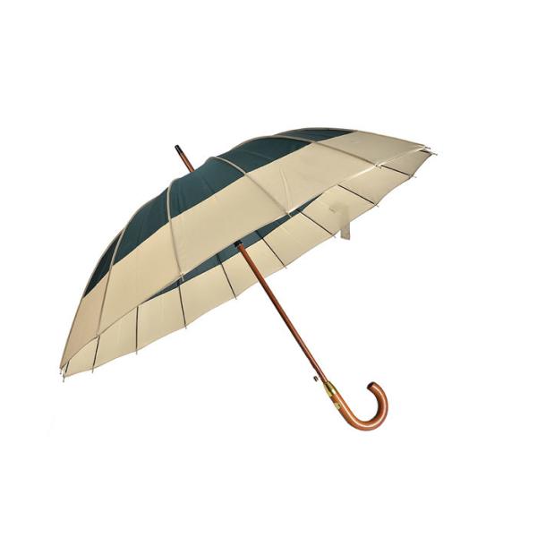 Quality Automatic Custom Promotional Umbrellas 16 Ribs 25 Inches Wooden Shaft for sale