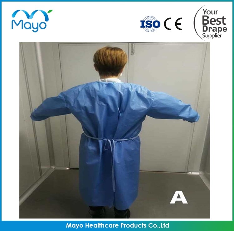 China COVID-19 PPE Product Disposable Isolation Gown with CE FDA in stock factory