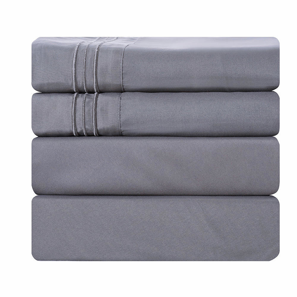 China Super King Size Solid Microfiber Bedding Sheets Set with Woven Fabric and OEM Service factory
