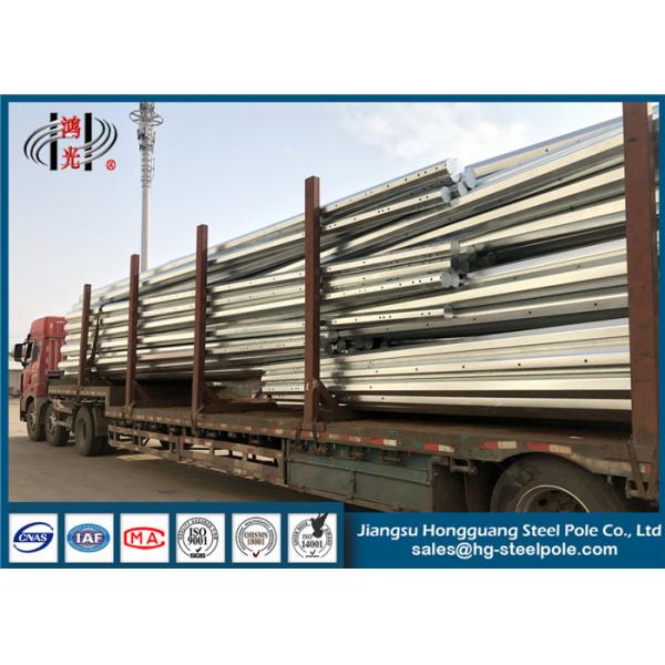 Quality Hot Roll Steel Electric Pole , Transmission Steel Pole With Flange Connection for sale