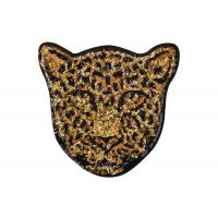 china Custom Designs Gold Silver Embroidery PET Sequins Leopard Patch For Jacket