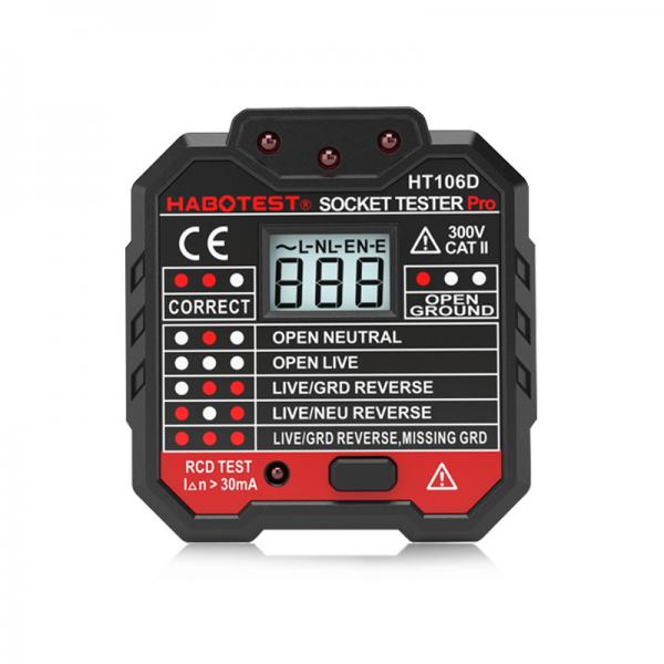 Quality Black CATII 300 Wall Polarity 90 Voltage RCD Socket Tester for sale
