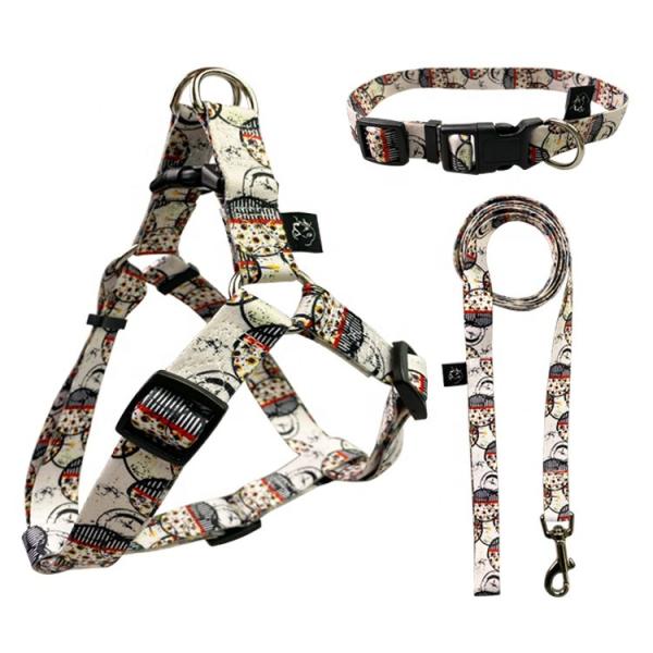 Quality Woven Logo Dog Harness Set Multiple Colour Polyester Dog Harness for sale