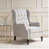 China Tufted Fabric Arm Chair Recliner Beige Fabric Accent Chair For Living Room factory