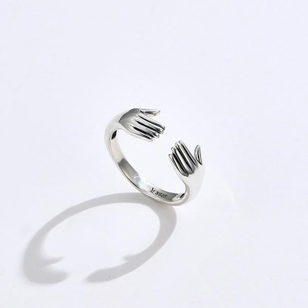 Quality Finger Ring For Women 925 Sterling Silver Double Hand Shape Ring for sale