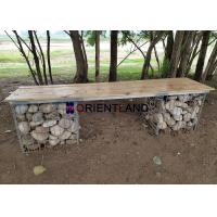 China Galvanized Steel Welded 200cm Gabion Basket Bench With Pine Wood Boards factory