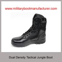 China Wholesale China Military Tactical Combat Boot With PU Rubber Dual Density Full Grain Leather 1400D Nylon Size Zipper factory
