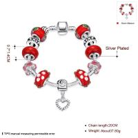 China SJ Cute Vogue Heart Jewelry Glaze Bead Red Petal Ethnic Style Magnet Buckle Cubic Zirconia Women Charm Bead Bracelet for factory