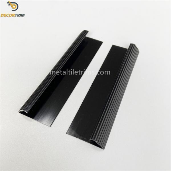 Quality Decorative Aluminum Transition Strips For Carpet Shiny Black Fluted for sale