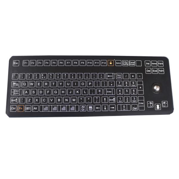 Quality 108 Keys Compact Format Industrial Membrane Keyboard IP66 With Integrated Trackball for sale