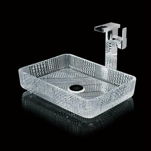 Quality Crystal Clear Rectangular Countertop Sink Bathroom 460mm 330mm 105mm Hand Wash for sale