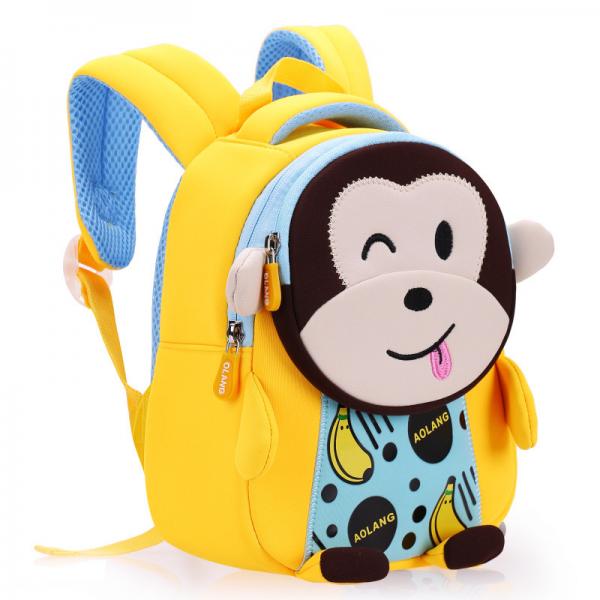 Quality Monkey Waterproof Kids Backpack Neoprene 3D Cute Cartoon Anti Lost Schoolbags 2 Sizes for sale