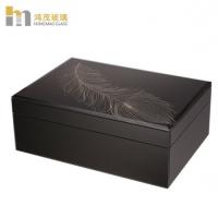 china Black Color Glass And Mirror Jewelry Boxes For Earings / Necklace Storage