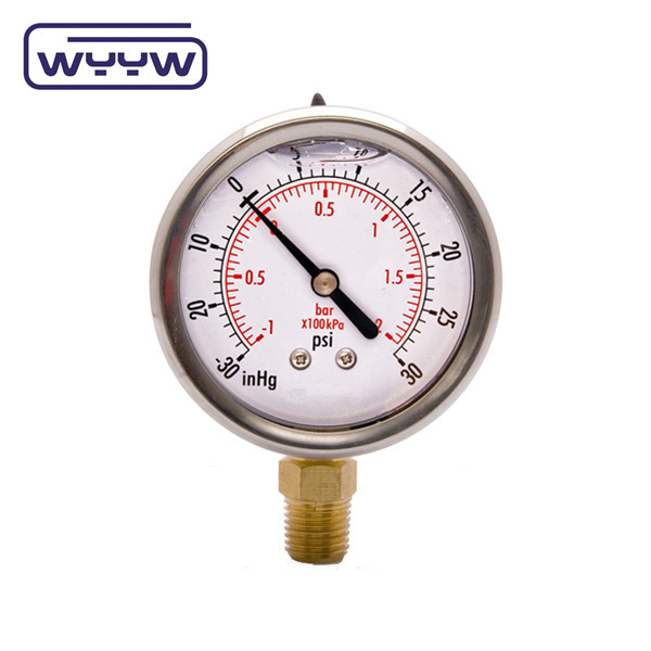China Stainless Steel Positive And Negative Pressure Gauge Vacuum Oil filled Customized factory