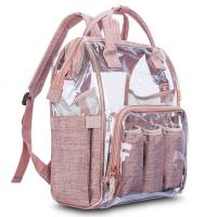 China Clear PVC Linen Baby Backpack Diaper Bag With Insulated Pouch factory