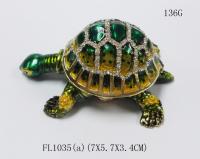 China Lucky jeweled trinket boxes green turtle trinket box metal turtle jewelry box factory