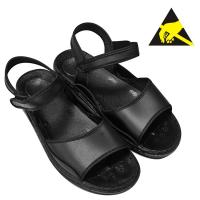 China Cleanroom ESD Antistatic Black PU Leather Sandals factory