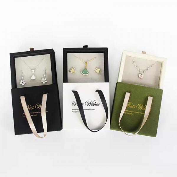 Quality Custom Luxury Jewelry Drawer Style Ribbon Cardboard Sliding Gift Box for sale