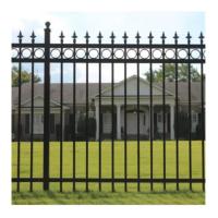 China Outdoor Residential Vintage Design Wrought Iron Railing Fence with Heat Treated Wood for sale