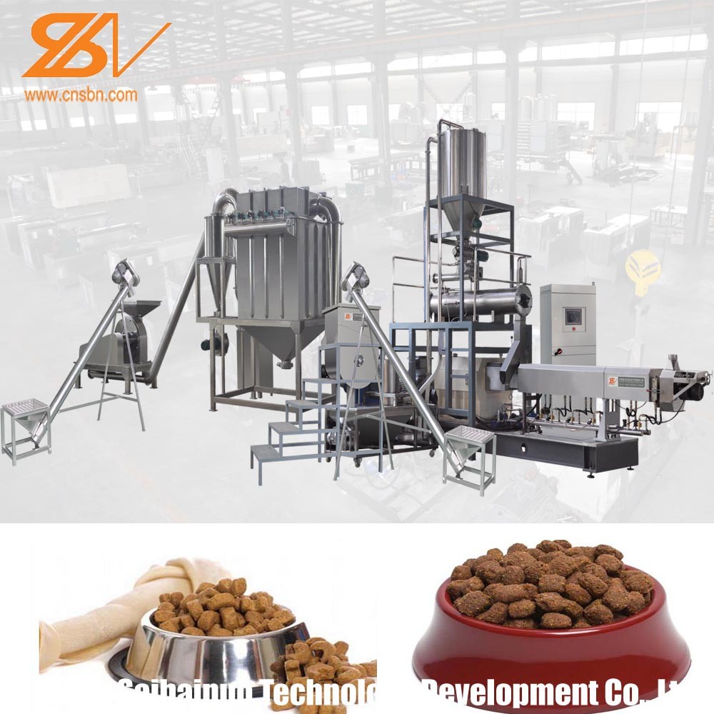 China Twin Screw Pet Food Extruder Machine Pet Feed Processing Machine Lively Shape Plant Simens Motor factory