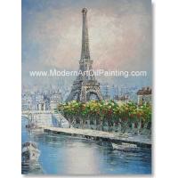 China Hand Painted Paris Oil Painting Eiffel Tower ECO Solvent factory