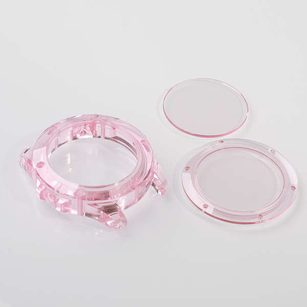 Quality Pink Sapphire Crystal Watch Case, 39mm Watch Case Protective With Three Parts for sale
