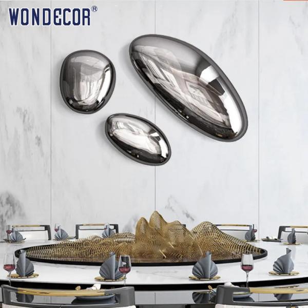 Quality Abstract cobblestone hotel lobby stainless steel wall decoration sculpture for sale