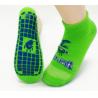China Green Color Unisex Trampoline Grip Socks Ankle Length Socks Safety Jumping Sock factory