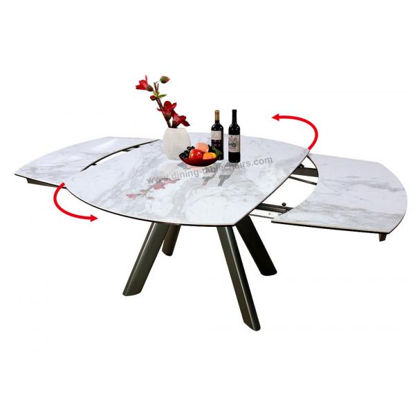 Quality 1.9 Meter Ceramic Top Dining Table , Horsebelly Glass Extension Dining Table for sale
