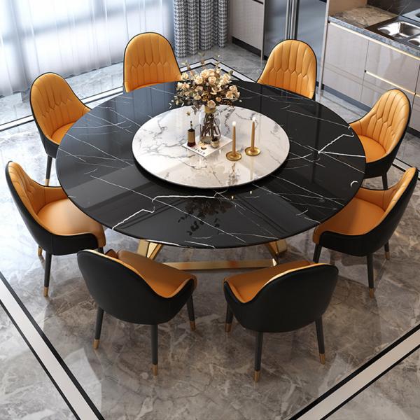 Quality Dining Room Turntable Marble Top Circle Dining Table Polished for sale