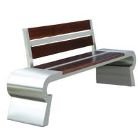 China Backrest Wooden Metal Garden Bench WPC Stainless Steel Outdoor Bench Seat factory