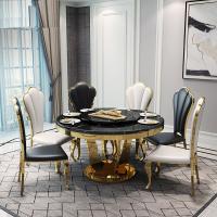 Quality 4CM Marble Top Round Dining Room Tables Customized Color for sale