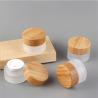 China Glass Round Empty Cosmetic Jars Natural Bamboo Cosmetic  Container Packaging factory