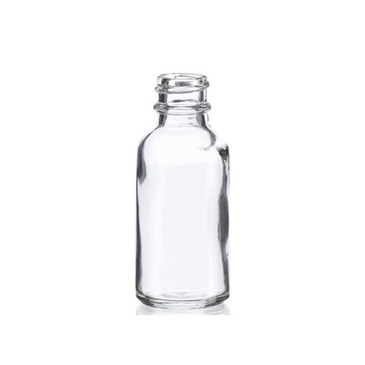 China 1 Oz 30ml Durable Clear Boston Round Bottles With Poly Seal Cone Cap factory