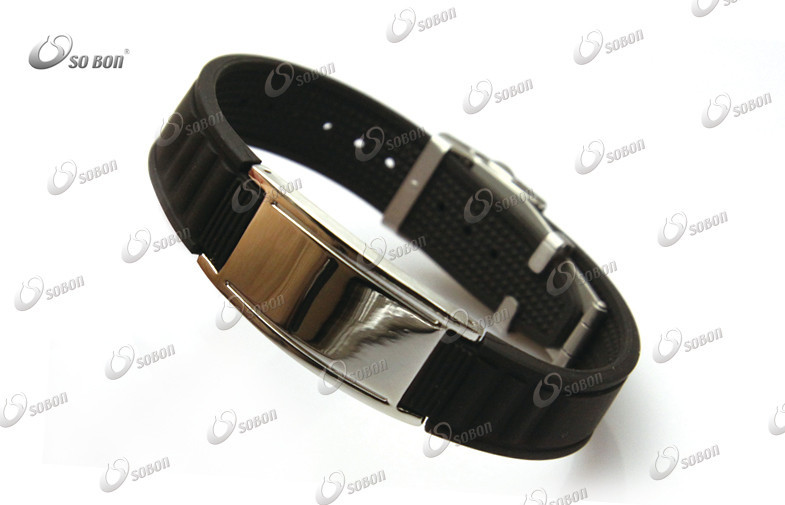 China Fashion Sports Energy Magnetic Clasp Silicone Titanium Bracelet factory
