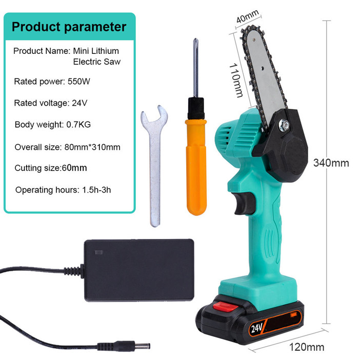 China OEM 500W Battery Cordless Compact Mobile Hand Held Rechargeable Chain Saw Mill factory