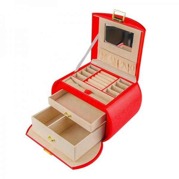 Quality 3Layer Jewelry Gift Boxes Bulk PU Leather Ring Necklace Box Organizer OEM for sale