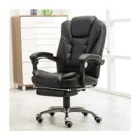 China Adjustable Height High Back Black Leather Office Chair with Footrest and Wide Back factory
