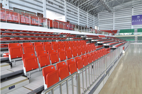 Quality Coloured HDPE Chair Powder Coated Retractable Bleacher Seating for sale