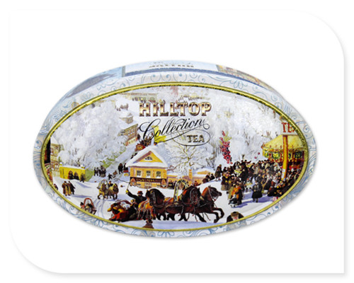 Quality Oval Tea Tin Canister With Inner Golden Color Metal Box Custom Print Accepted for sale