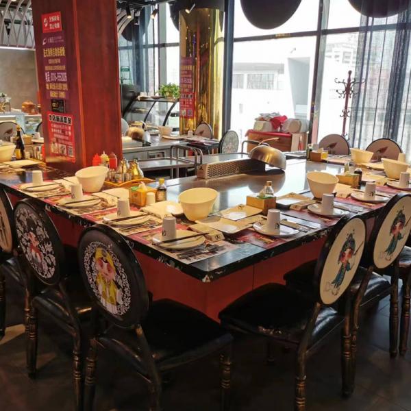 Quality 8 - 10 Seats Japanese Restaurant Teppanyaki Grill Table Rectangle Shape for sale