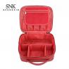 China Travel Cosmetic Bag With Zipper Floral Compartment Red Portable Makeup Bag factory