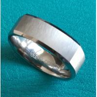 China 7mm Satin Brush Finish Square Cobalt Chrome High Polished Beveled Edges Wedding Band Ring for sale