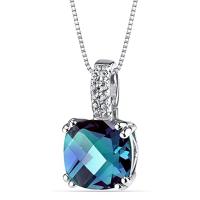 China Wholesale 925 Sterling Silver Jewelry Fashion CZ Women Necklace Lab Created Alexandrite Stone Pendant factory