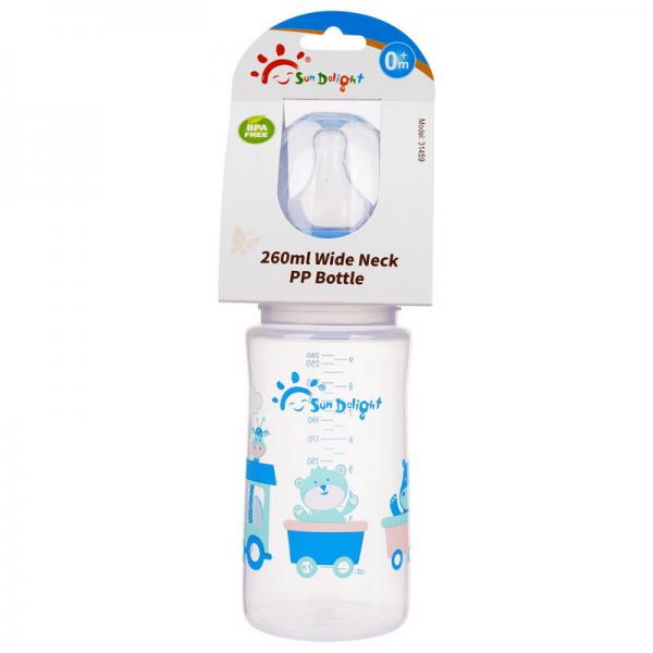 Quality Wide Neck 9oz 260ml Arc Silicone PP Baby Feeding Bottle for sale
