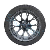 China Wholesale 14'' Gunmetal Finished Alloy Golf Cart Wheels, ATV UTV 225/30-14 Street Tubeless Tires with Rims factory