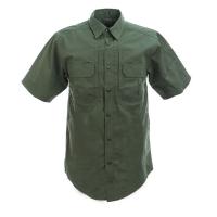 China Gray Color Button Down Short Sleeve Work Shirt 100% Cotton Black Working Shirt for Men factory